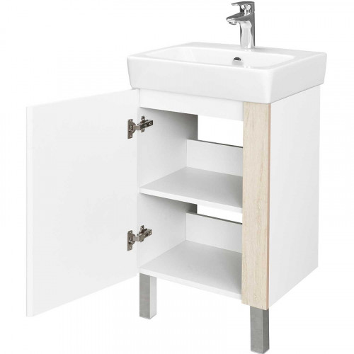 Тумба под раковину Aquaton Кантри 50 1A257801AHB20 Белая глянцевая Дуб верона МДФ / ЛДСП