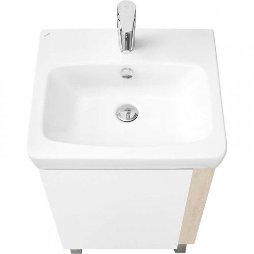 Тумба под раковину Aquaton Кантри 50 1A257801AHB20 Белая глянцевая Дуб верона МДФ / ЛДСП