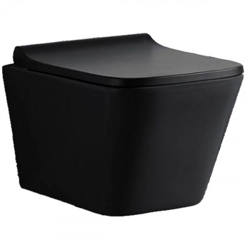 Унитаз CeramaLux 5171MB подвесной Черный матовый с сиденьем Микролифт фаянс подвесной