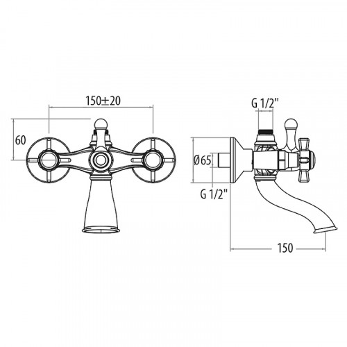 Смеситель для ванны TW London TW1750617V0br Бронза
