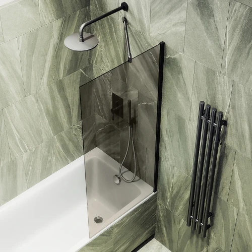 Шторка на ванну Maybah Glass MGV-66-6ш 400x1400 в широком профиле Черный стекло бронзовое
