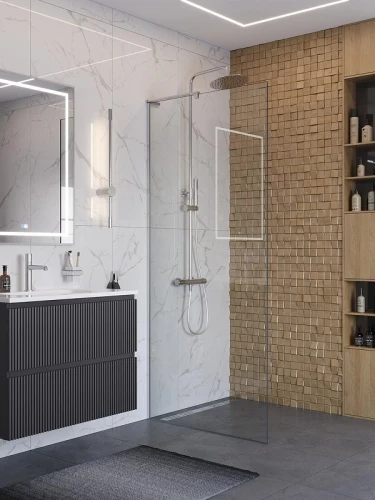 Душевая перегородка BelBagno Uno 90 UNO-L-1-TB-90-C-Cr профиль Хром стекло прозрачное