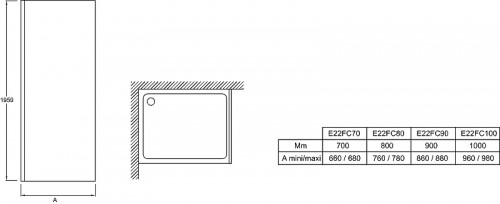 Душевая стенка Jacob Delafon Contra 80 E22FC80-GA профиль Хром стекло прозрачное