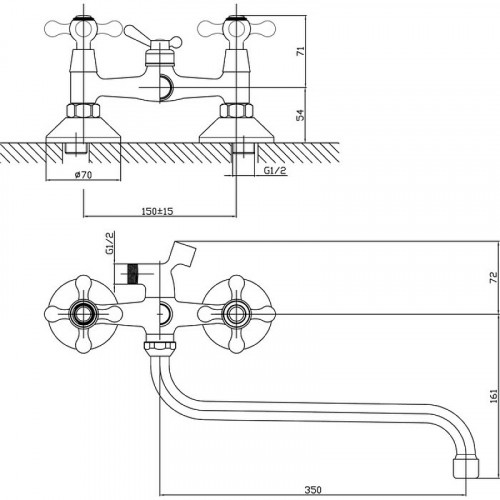Смеситель для ванны Viko V-1015 универсальный Хром