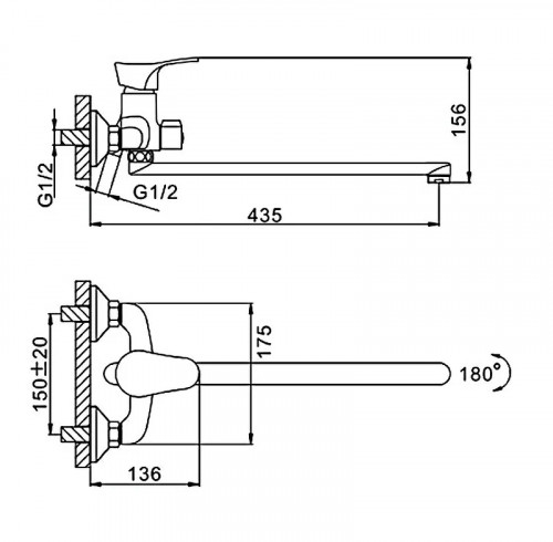 Смеситель для ванны Frap H14 F2214-B универсальный Хром