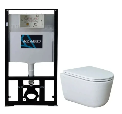 Унитаз с инсталляцией Azario AZ-8010-1000+LY1100R цвет Белый с сиденьем Микролифт