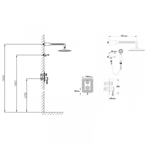 Душевая система Bronze de Luxe Windsor 10138F Бронза латунь встраиваемый