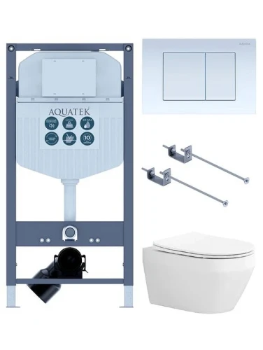 Унитаз с инсталляцией Aquatek Set Aquatek Лея KKI-1-009 4в1 цвет Белый с сиденьем Микролифт и клавишей смыва цвет Белый