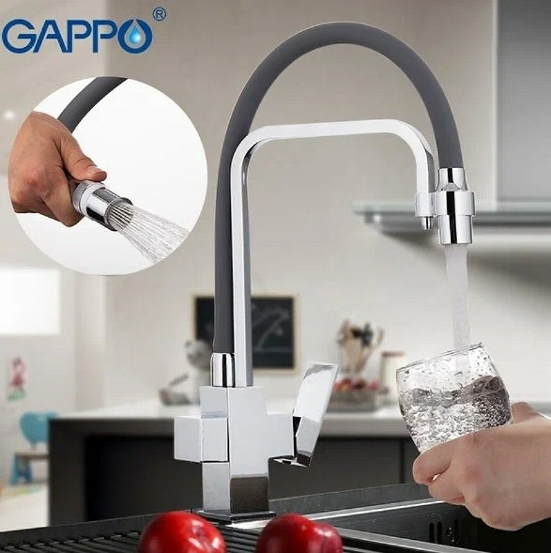 Смеситель для кухни Gappo G4398-4 Хром Серый латунь