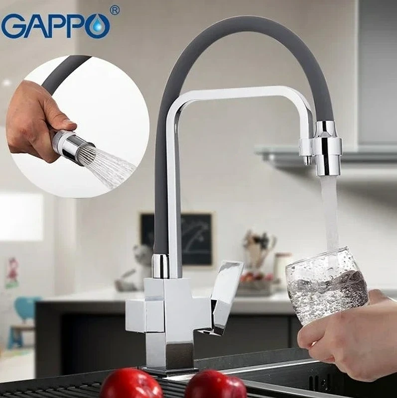 Смеситель для кухни Gappo G4398-4 Хром Серый латунь