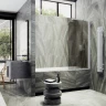Шторка на ванну Maybah Glass MGV-602-1 400x1400 поворотная на монопетле Белый стекло бронзовое матовое