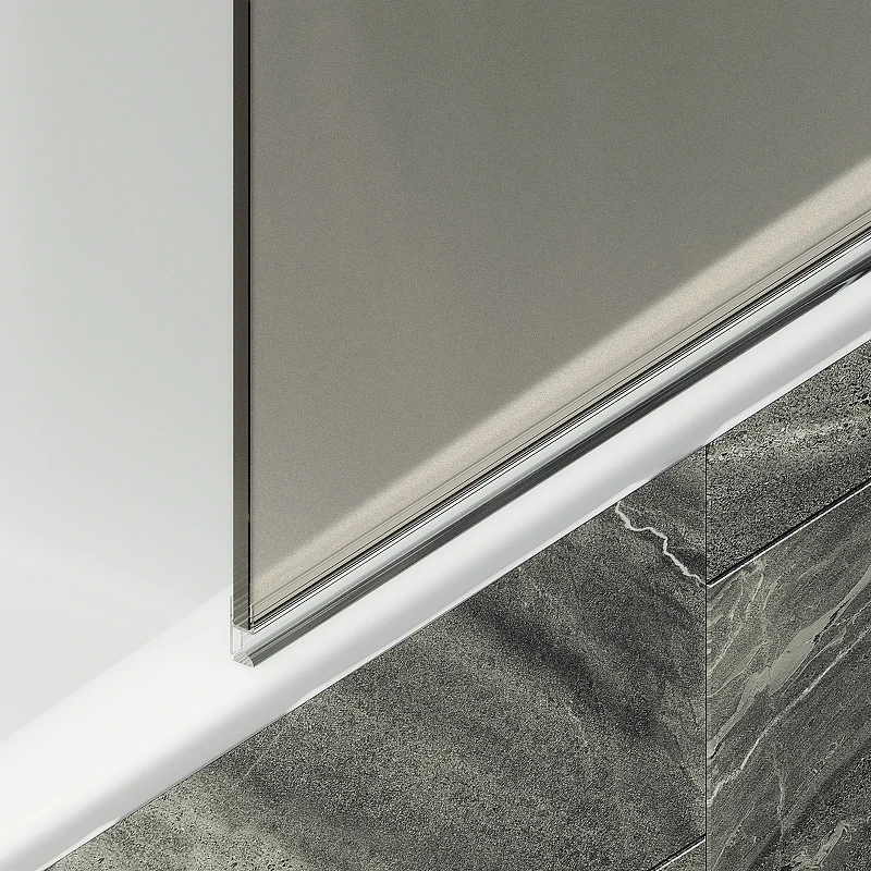 Шторка на ванну Maybah Glass MGV-602-1 400x1400 поворотная на монопетле Белый стекло бронзовое матовое