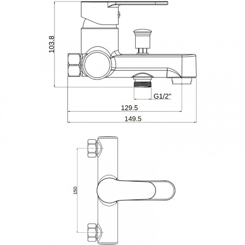 Смеситель для ванны Orange OneLife P07-100b Черный матовый