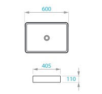 Раковина-чаша Koller Pool Kvadro 60 KR-0600-WB Белая фарфор накладная