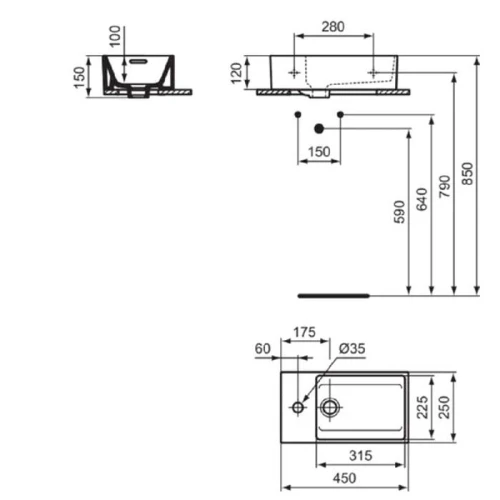 Раковина подвесная Ideal Standard Extra 45 T373301 цвет Белый