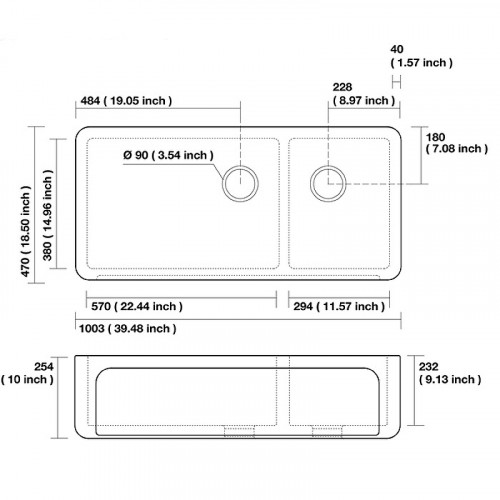 Кухонная мойка Kerasan Hannah Oxfordshire 100 543001 Белая керамика встраиваемый