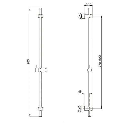 Душевая штанга Paini 50PZ129TTRI Черная матовая