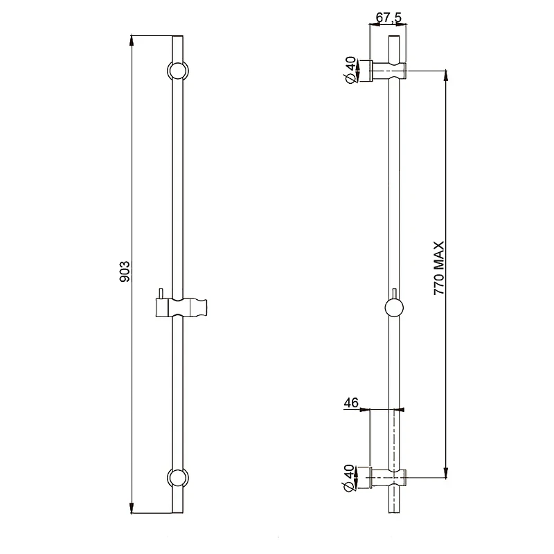 Душевая штанга Paini 50PZ129TTRI Черная матовая