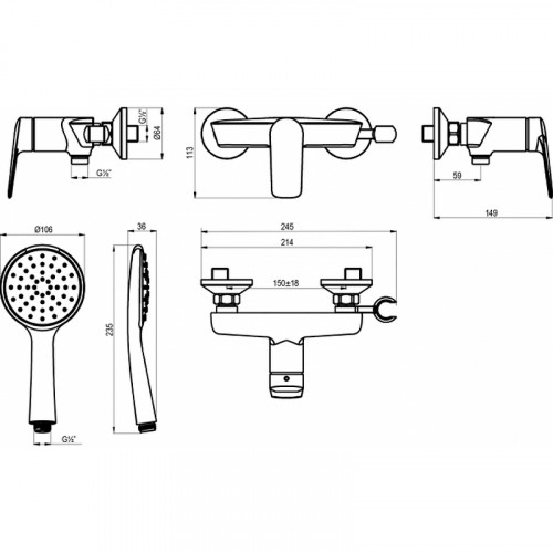Смеситель для душа Lemark Verba LM11403C цвет Хром
