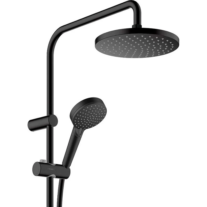 Душевая система Hansgrohe Vernis Blend Showerpipe 26276670 с термостатом Черная матовая латунь на стену