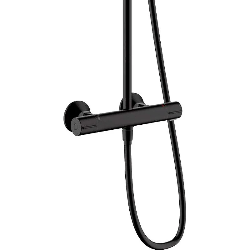 Душевая система Hansgrohe Vernis Blend Showerpipe 26276670 с термостатом Черная матовая латунь на стену
