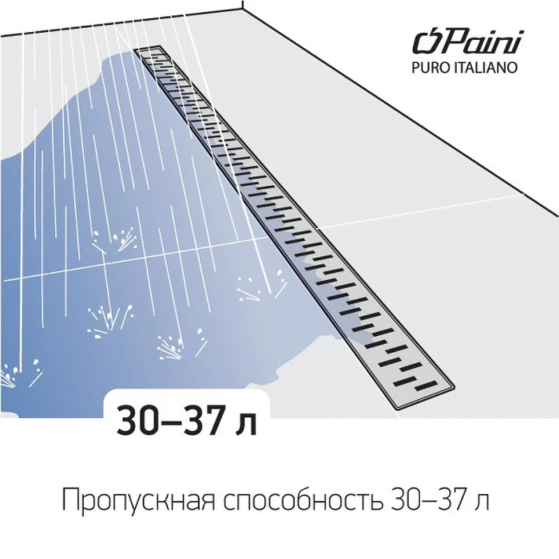 Душевой лоток Paini Medium 750 CH750MC с решеткой Черный матовый