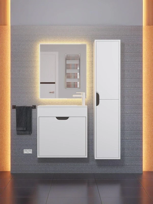 Тумба под раковину Uperwood Modul 60 2930205363 подвесная цвет Белый матовый Графит матовый