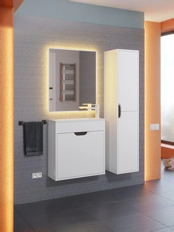 Тумба под раковину Uperwood Modul 60 2930205363 подвесная цвет Белый матовый Графит матовый