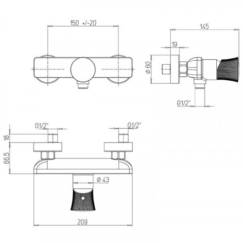Смеситель для душа Paini Domus 18PJ511PZ Золото матовое