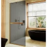 Душевая перегородка Maybah Glass MGD-711-3у 1090x1950 в узком профиле Золото стекло графитовое
