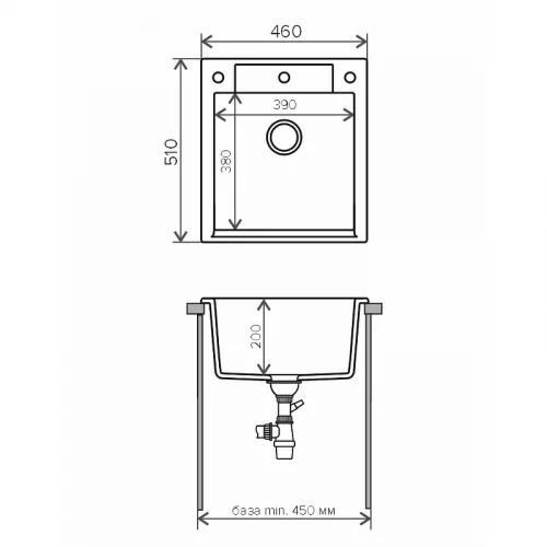 Кухонная мойка Polygran Argo-460 №14 444669 Серая искусственный камень (литьевой мрамор) встраиваемый