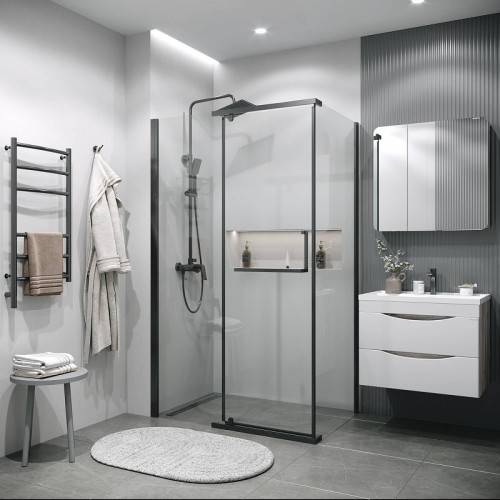 Душевая стенка Grossman Pragma 100 200.K33.03.100.42.00 профиль Графит сатин стекло прозрачное