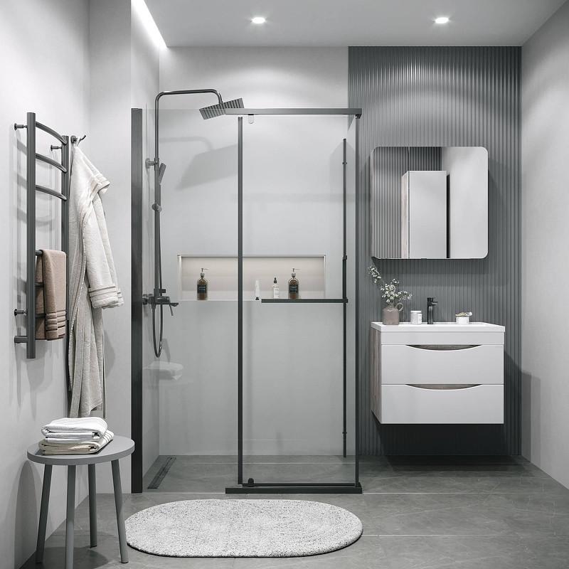 Душевая стенка Grossman Pragma 100 200.K33.03.100.42.00 профиль Графит сатин стекло прозрачное