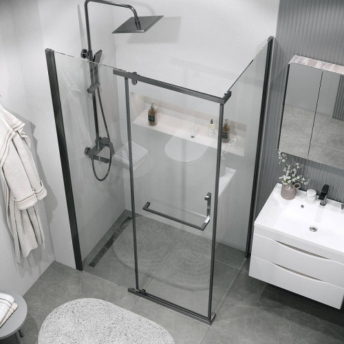 Душевая стенка Grossman Pragma 100 200.K33.03.100.42.00 профиль Графит сатин стекло прозрачное