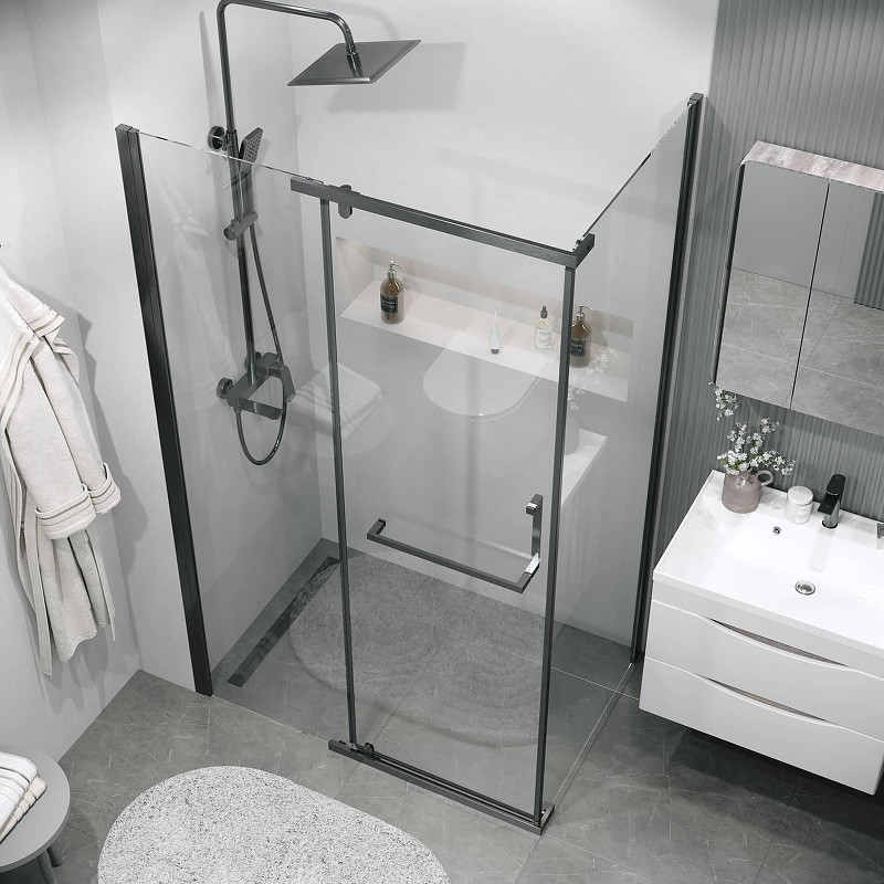 Душевая стенка Grossman Pragma 100 200.K33.03.100.42.00 профиль Графит сатин стекло прозрачное