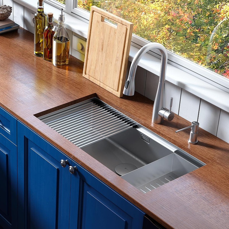 Кухонная мойка Lemark Tabaga 820 9937133 цвет Сталь