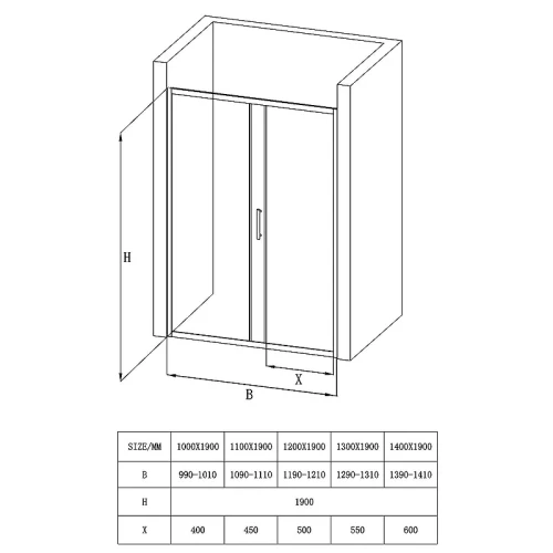 Душевая дверь Loranto 120 CS-AB03B-120 профиль Черный матовый стекло прозрачное