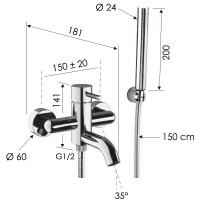 Смеситель для ванны Remer X-Style X02BG Золото брашированное латунь на стену