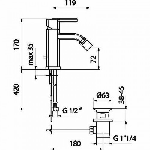 Смеситель для биде Webert Azeta AZ840102015 Хром