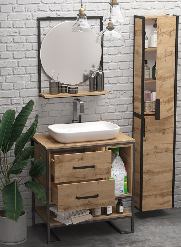 Тумба под раковину 1MarKa Grunge Loft 80Н Ц0000005442 Дуб Вотан МДФ / ЛДСП