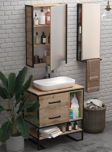 Тумба под раковину 1MarKa Grunge Loft 80Н Ц0000005442 Дуб Вотан МДФ / ЛДСП