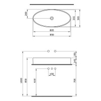 Раковина-чаша Bocchi Cortina Vessel 85 1014-006-0125 Серая матовая фарфор накладная