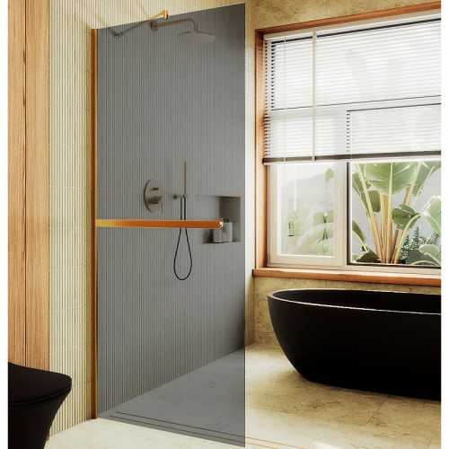 Душевая перегородка Maybah Glass MGD-729-3ш 790x1950 в широком профиле Золото стекло графитовое