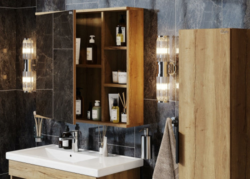 Зеркальный шкаф Onika Легран 80.00У 208092 Дуб галифакс МДФ / ЛДСП, стекло