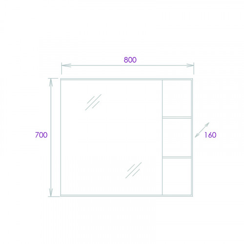 Зеркальный шкаф Onika Легран 80.00У 208092 Дуб галифакс МДФ / ЛДСП, стекло
