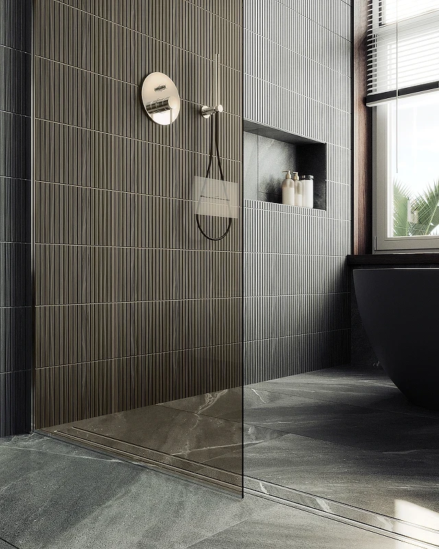 Душевая перегородка Maybah Glass MGD-691-5ш 890x1950 в широком профиле Хром матовый стекло бронзовое