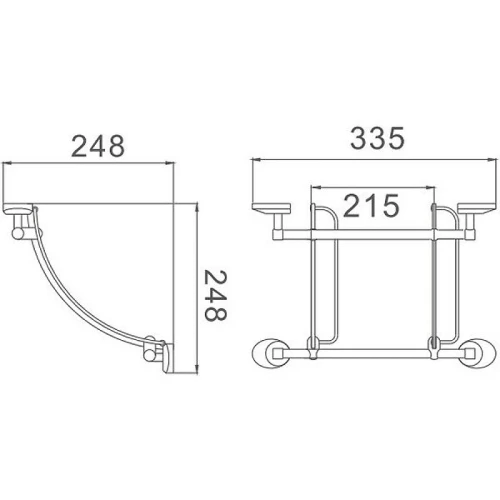 Стеклянная полка Haiba HB1607-2 угловая Хром