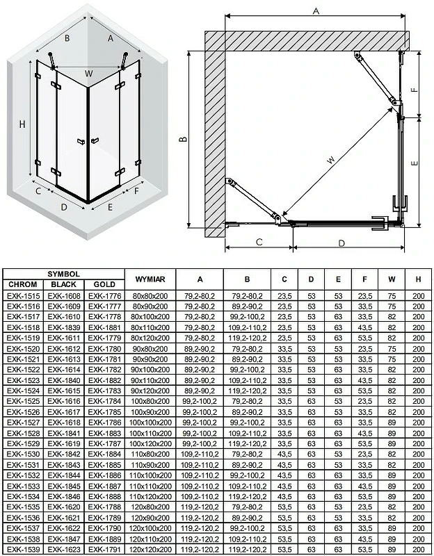 Душевой уголок New Trendy Avexa Black 100x110 EXK-1841 профиль Черный стекло прозрачное