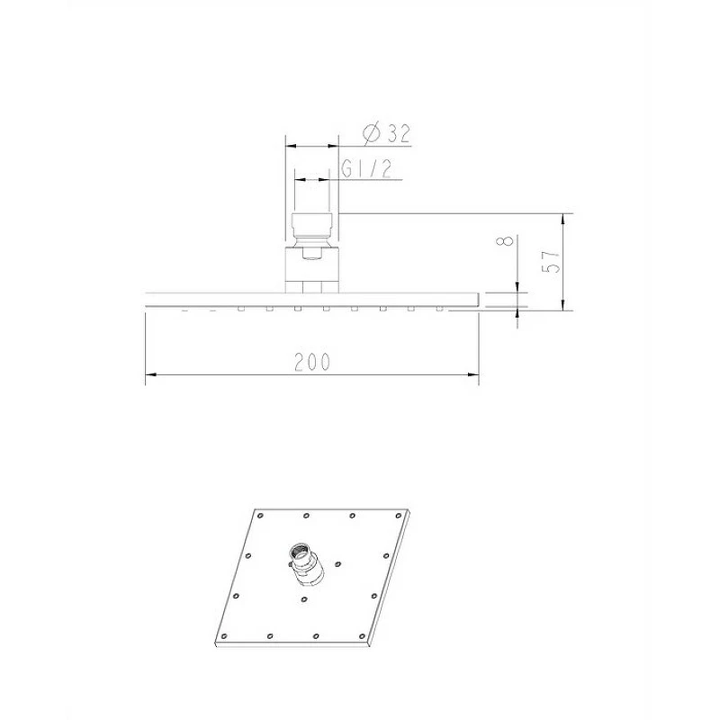 Верхний душ Omnires Slimline WG220CR Хром латунь на стену