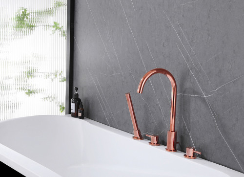 Смеситель на борт ванны Abber Wasser Kreis AF8113RG Розовое золото латунь